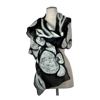 Black on White Flower Scarf